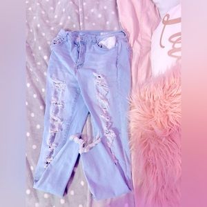 Cute light blue ripped jeans